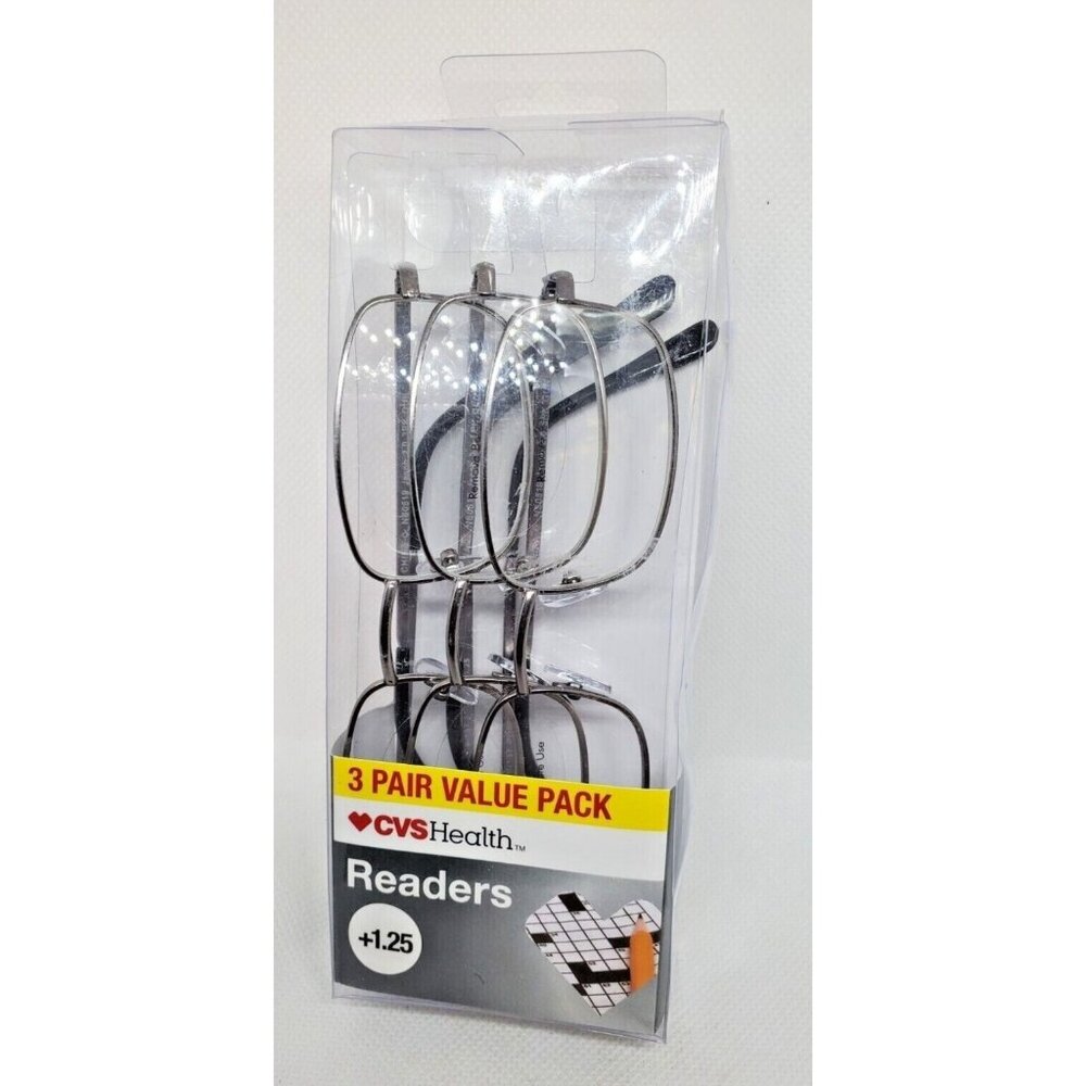 3 Pair Value Pack CVS Health Readers +1.25 Jacob 2.0 FGX 2018 Reading Glasses